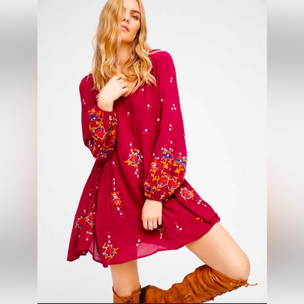 New free people embroidered Oxford dress xs